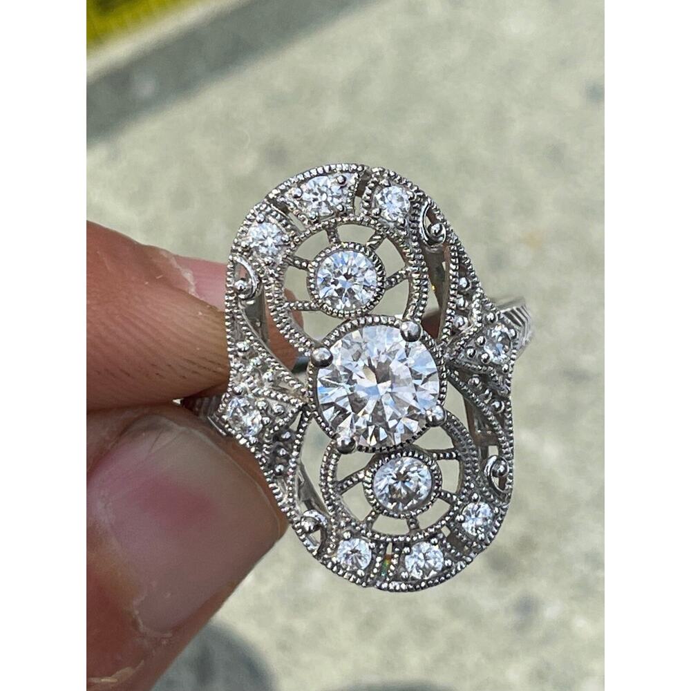 Vintage Sterling Silver Cubic Zirconia Ring - Size 9 - Picture 2 of 4